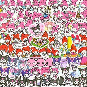 Kuromi My Melody Stickers Sanrio Kawaii Water Bottle Laptop Notebook